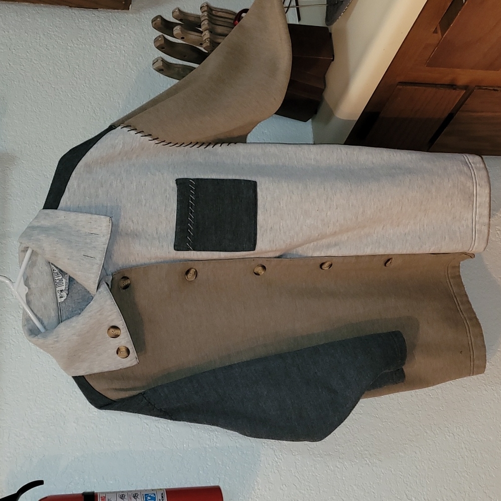 Button up color block sweater